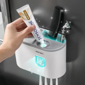 Badezimmer Zubehör Sets Zahnbürste Halter Automatische Zahnpasta Spender Wand Montieren Zahnpasta