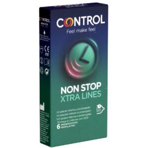 Control Kondome Non Stop (Xtra Lines) Packung mit, 6 St., anatomische & gerippte Kondome für längere Liebe