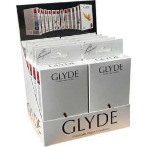 Glyde Kondome Glyde Ultra, 10x10 vegane Kondome Spar-Set, Sorte: Slimfit, Zertifiziert mit der Veganblume, Gefühlsecht & Reißfest, Geruchs- und Geschmacksneutral, Größe XS