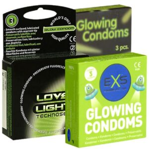 Kondomotheke Kondome Glow Mix (Nr. 2) 3 Packungen leuchtende Kondome, insgesamt, 9 St., Leuchtkondome für mehr Fun im Dunkeln