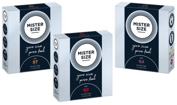 MISTER SIZE Kondome 3x3er Probierset - nominale Breite 57/60/64mm, gefühlsecht & feucht