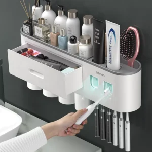 Magnetische Adsorption Invertiert Zahnbürste Halter Doppel Automatische Zahnpasta Squeezer Dispenser