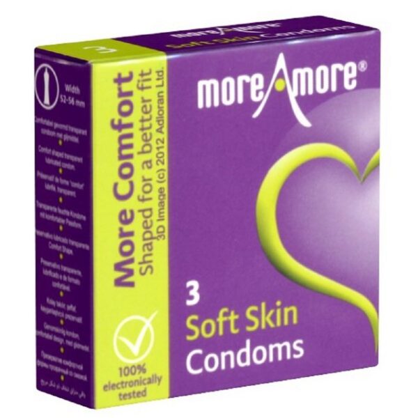 More Amore Kondome Soft Skin Packung mit, 3 St., seidenweiche Kondome mit zartem Vanille-Aroma