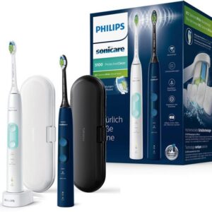 Philips Sonicare Elektrische Zahnbürste ProtectiveClean 5100 HX6851/34, Aufsteckbürsten: 2 St., 2er-Set, mit Schalltechnologie, 3 Putzprogramme, Reiseetui