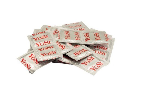 YOSI Kondome 100er Ribbed - gerippt, 53mm, 2x50 Stück, stimulierenden Rillen, mit Reservoir, transparent & zylindrisch