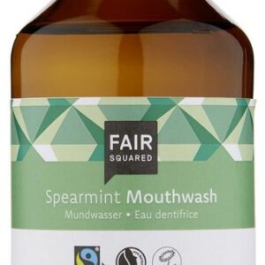 Fair Squared Munddusche FAIR SQUARED Mundwasser Spearmint 500 ml - nachhaltige Zahnhygiene mit frischen Pfefferminzgeschmack, vegan, palmölfrei und ohne Tierversuche