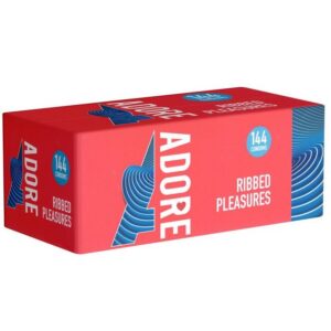 Adore Kondome Ribbed Pleasure (Kondome für Stimulation) gerippte Kondome, Packung mit, 144 St., gerillte Kondome für intensiven Intimverkehr, Rippenkondome, Kondomvorrat