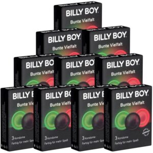 Billy Boy Kondome Bunte Vielfalt (Kondom Sortiment) verschiedene Sorten, Packung mit, 30 St., Kondome mit Gleitfilm, bunt gemischte Kondome