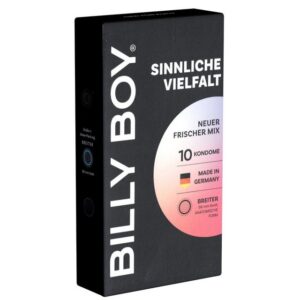 Billy Boy Kondome Sinnliche Vielfalt (Mix aus verschiedenen Sorten) Packung mit, 10 St., anatomische Kondome mit 56mm Breite, gemischte Kondome im gefühlvollen Kondomsortiment