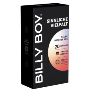 Billy Boy Kondome Sinnliche Vielfalt (Mix aus verschiedenen Sorten) Packung mit, 20 St., anatomische Kondome mit 56mm Breite, gemischte Kondome im gefühlvollen Kondomsortiment