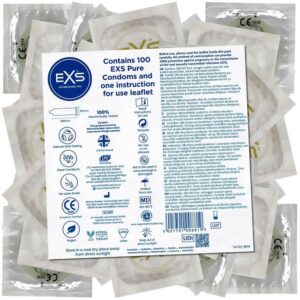 EXS Kondome Pure - nachhaltige Kondome, Packung mit, 100 St., Kondome mit umweltfreundlicher Verpackung -, dünne, vegane Kondome aus Fair Trade Latex