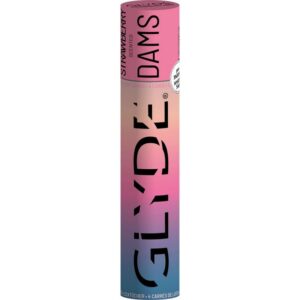 Glyde Kondome Glyde Dams 4 farbige Latex-Schutztücher (Lecktücher) mit Duft Variante: Pink/Strawberry, 4 St., seidenweiche Latex-Tücher für Oralverkehr, Pink gefärbt - Lecktücher mit Erdbeerduft