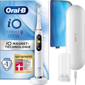 Oral-B Elektrische Zahnbürste Series 9 iO Special Edition, Aufsteckbürsten: 1 St., Smart-Putzprogramme, Reise-Etui, White Alabaster
