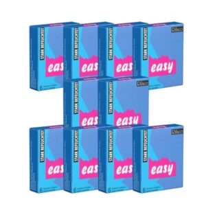 Rilaco Kondome EASY 10 Packungen mit je 6 Kondomen, insgesamt, 60 St., extrafeuchte Kondome für optimales Eindringen
